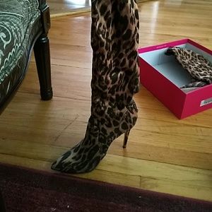 Leopard Print Over The Knee Boots